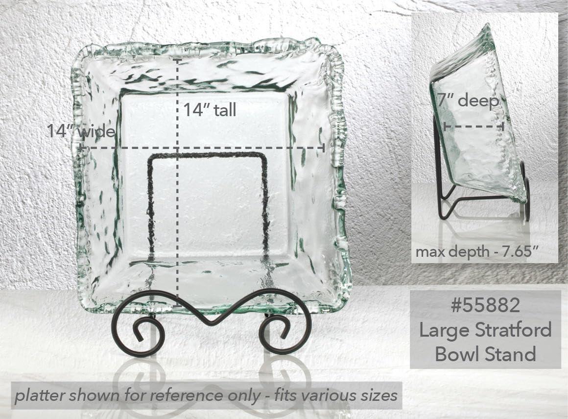 Bard's Wrought Iron Bowl or Deep Platter Stand, 9.375" H x 10.25" W x 7.625" D (For 12" - 16" Bowls or Deep Platters)