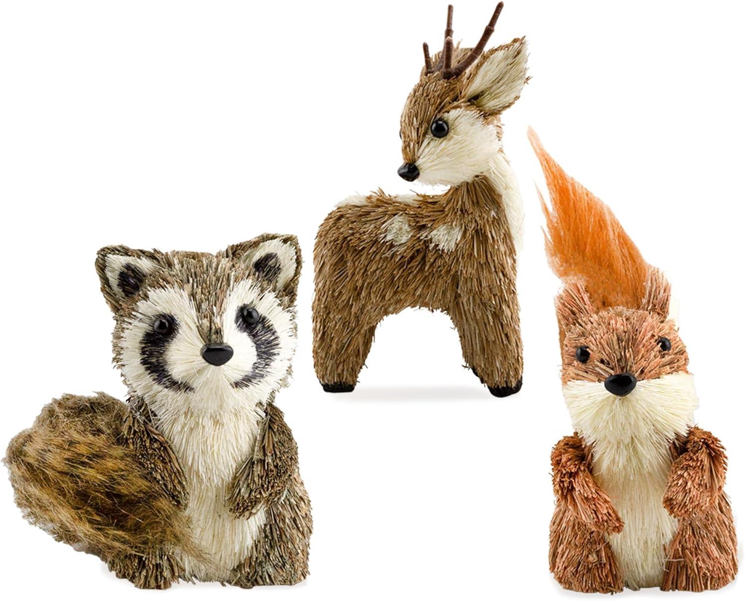 Natural Sisal Fiber Woodland Animal Figurines Set