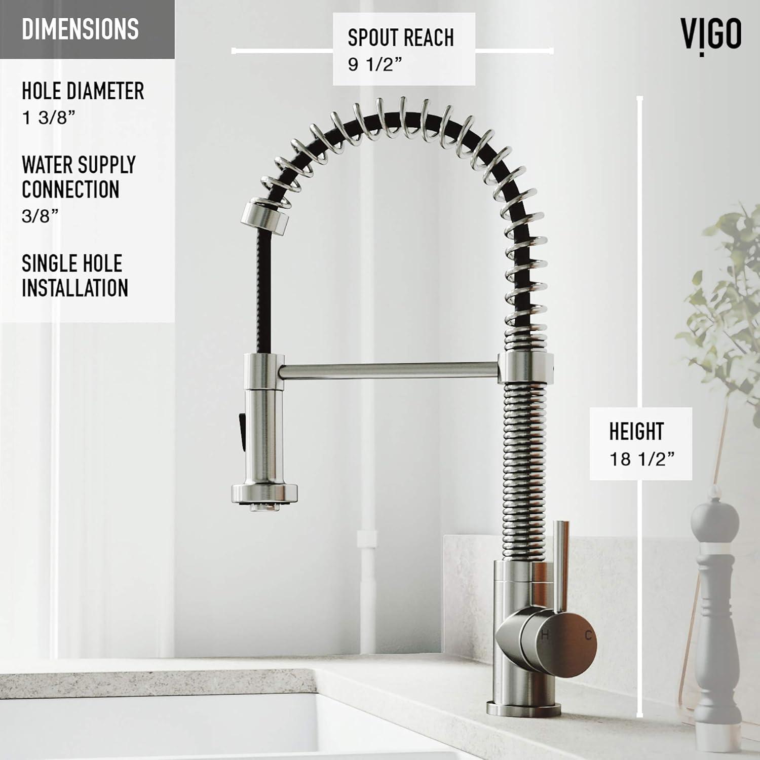 Edison 19" H 1-handle Pull-Down 2-Function Sprayer Kitchen Faucet