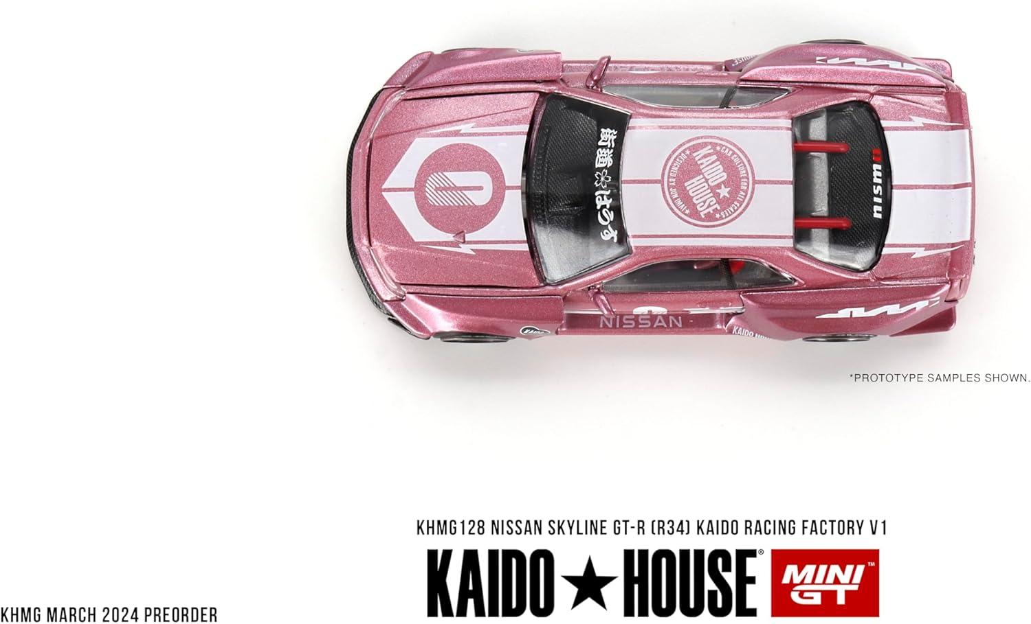 (Pre-order) Kaido House x Mini GT Nissan Skyline GT-R R34 Kaido Racing Factory V1 - Pink
