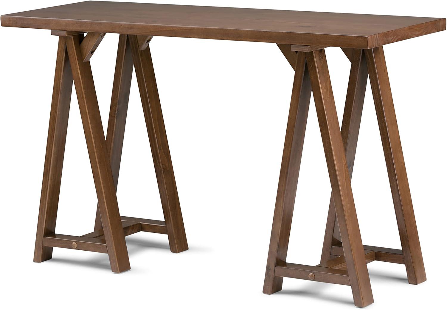 Simpli Home Sawhorse Console Sofa Table-Finish:Medium Saddle Brown