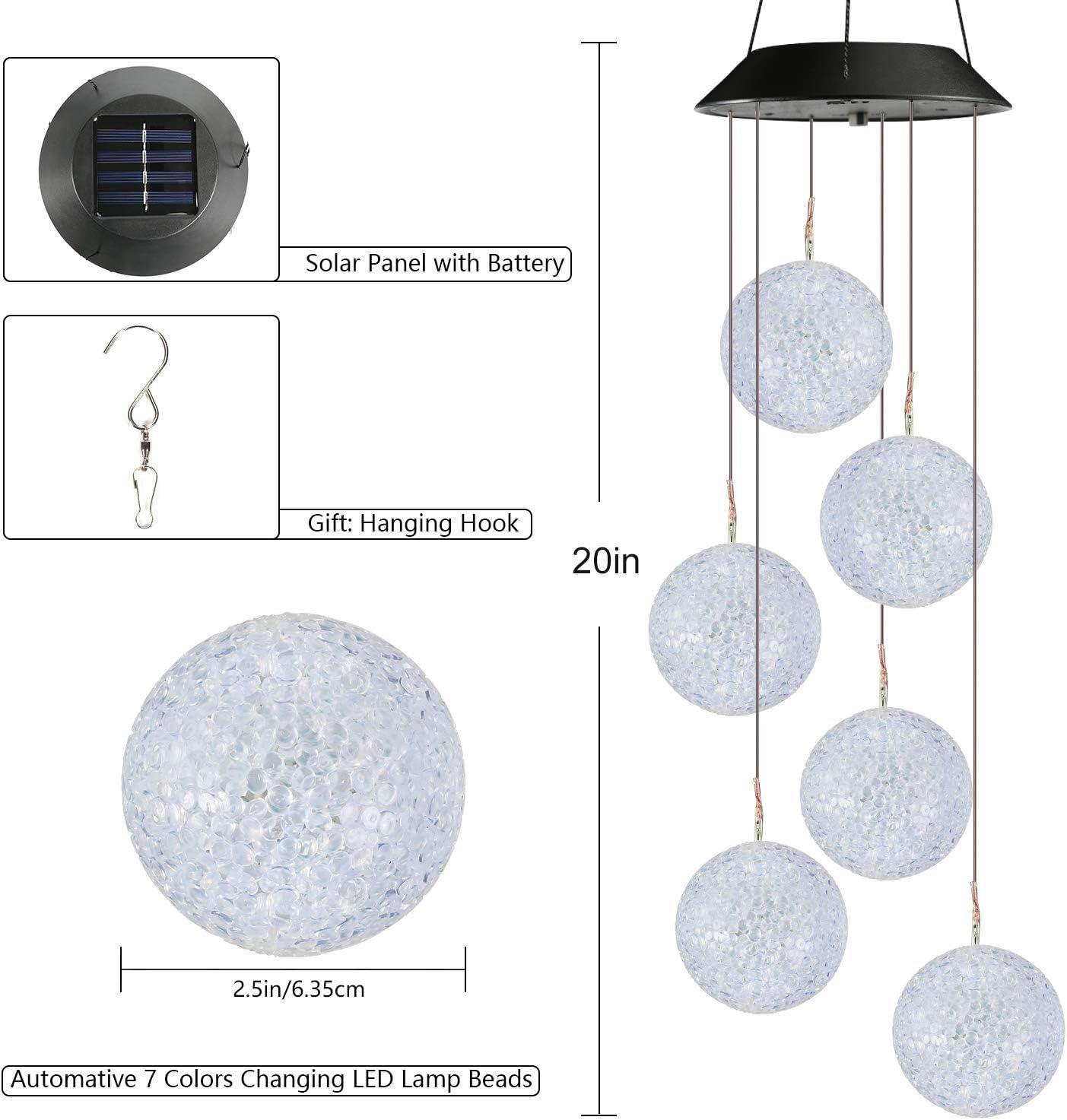Toodour Solar String Lights, Color Changing Solar Ball Wind Chimes, LED Decorative Mobile, Waterproof Outdoor String Lights for Patio, Balcony, Bedroom, Party, Yard, Window, Garden, Easter Decorations