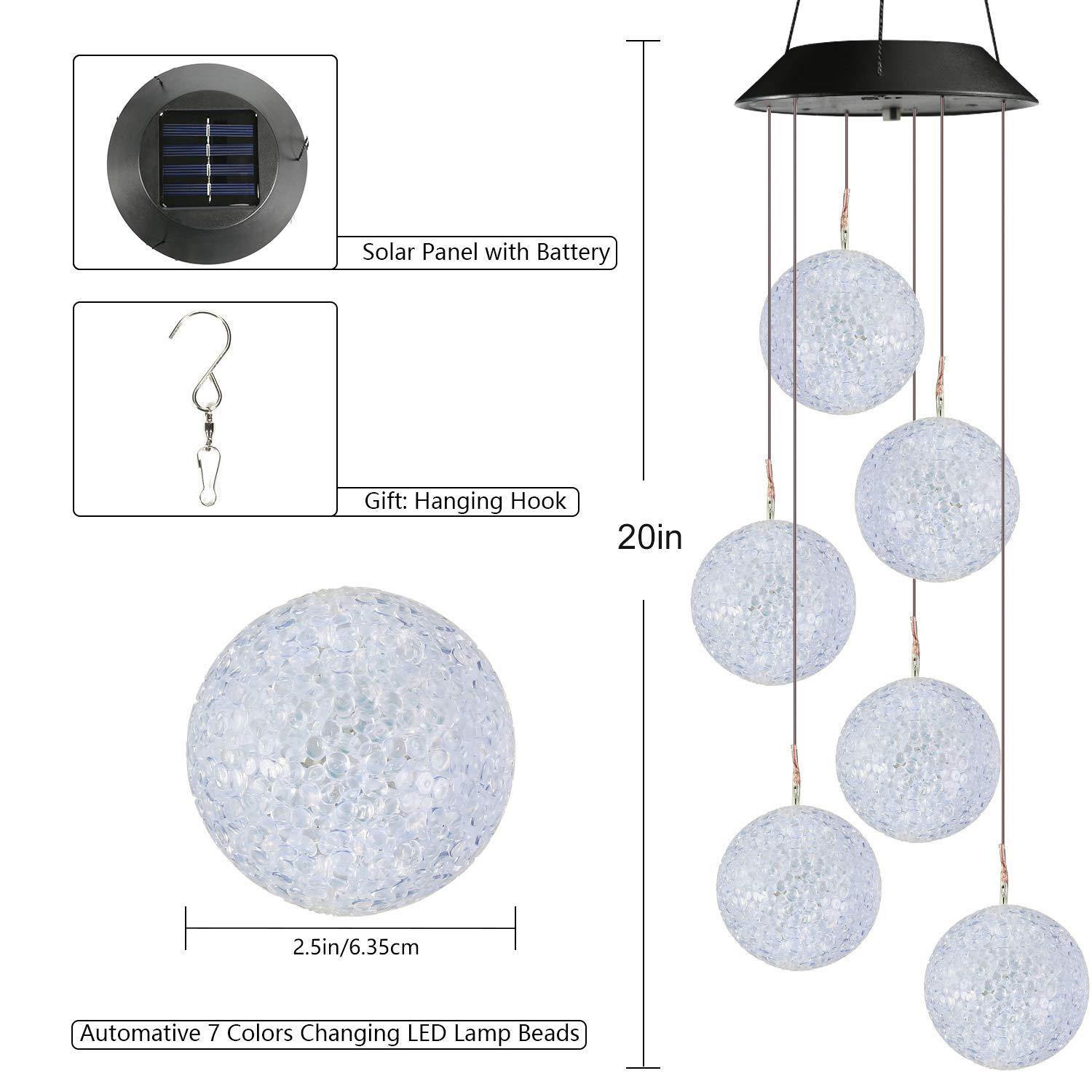 Toodour Solar String Lights, Color Changing Solar Ball Wind Chimes, LED Decorative Mobile, Waterproof Outdoor String Lights for Patio, Balcony, Bedroom, Party, Yard, Window, Garden, Easter Decorations