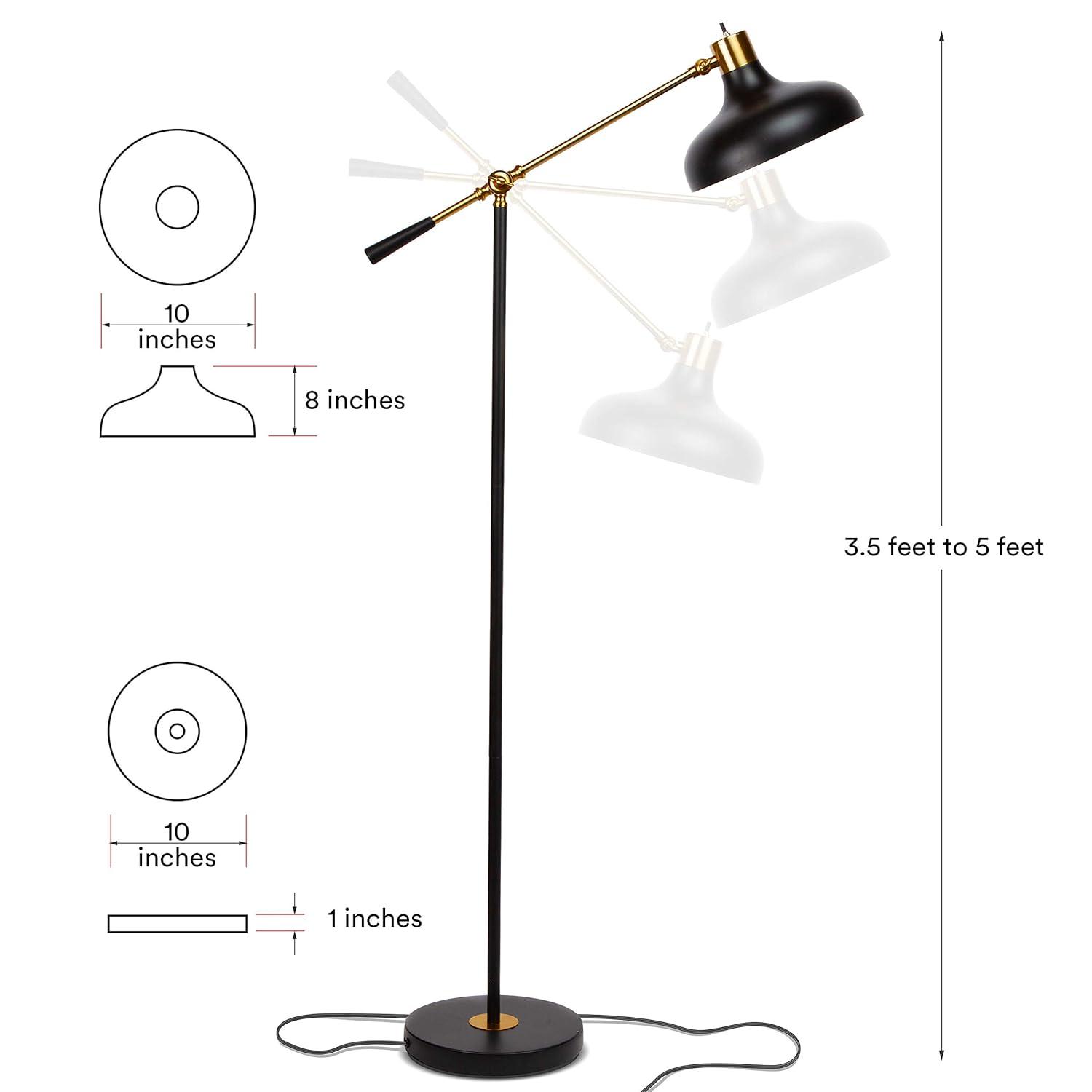 Brightech Wyatt 60 in. Industrial Adjustable LED Floor Lamp with Metal Bowl Shade
