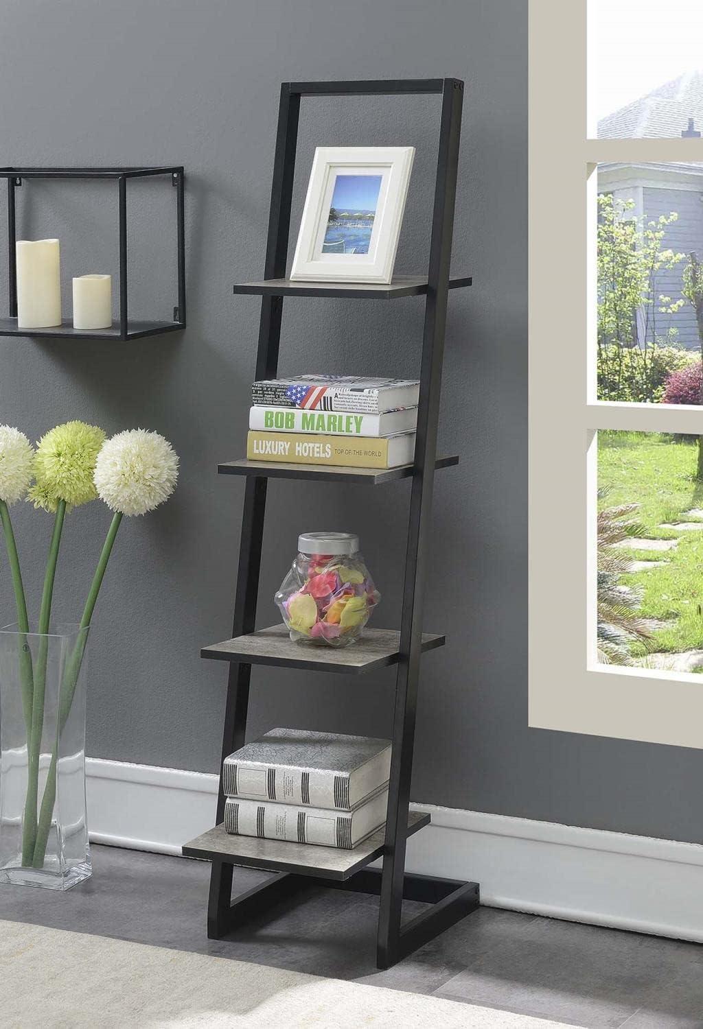 Convenience Concepts Designs2Go Four-Tier Ladder Bookshelf in Espresso Metal