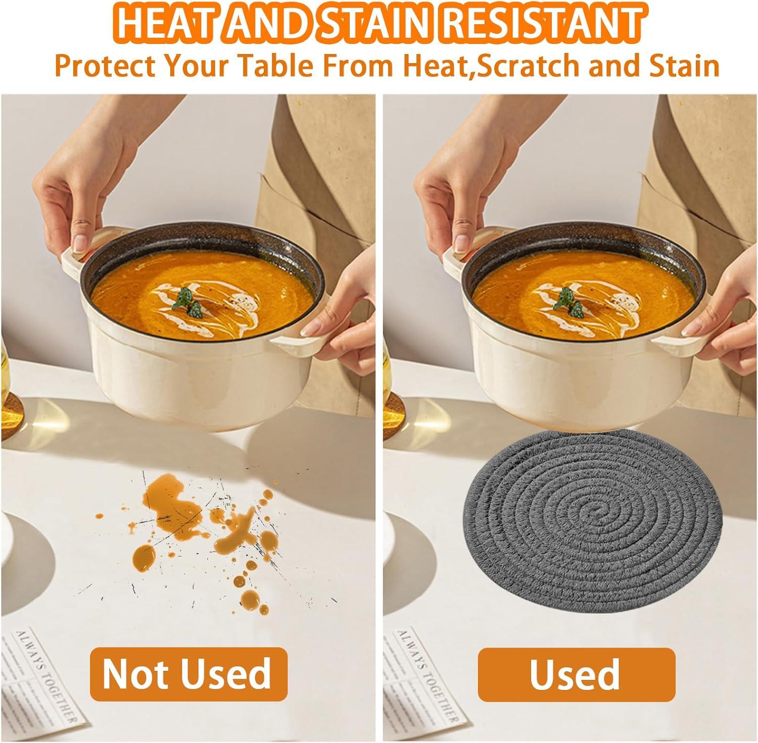 SSKDBFJG 7" Trivets for Hot Dishes, Hot pots and Pans, 4 Heat Resistant Hot Pads, Pot Holders for Kitchen, Hot Plate Mats for Kitchen Countertops, Table, Home Essentials, Farmhouse Decor