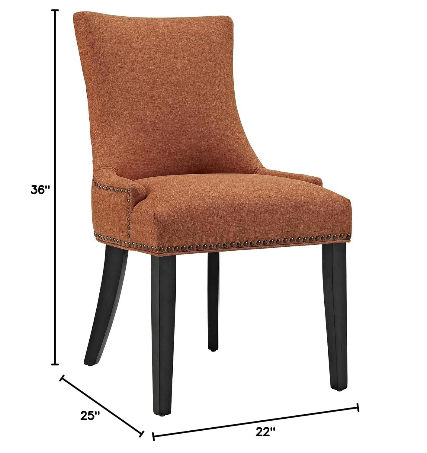 Orange Upholstered Leather and Wood Side Chair