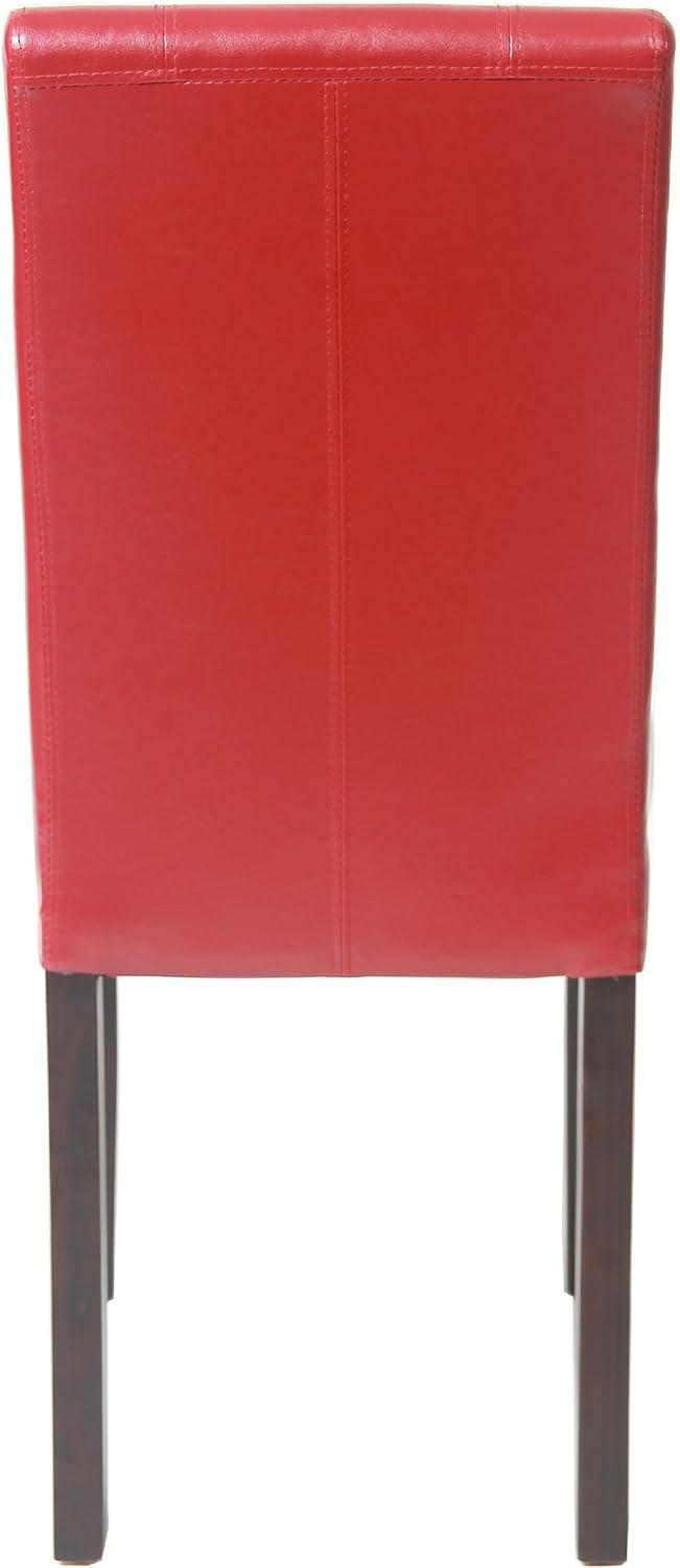 Roundhill Urban Style Solid Wood Leatherette Parson Chair in Red(Set of 2)