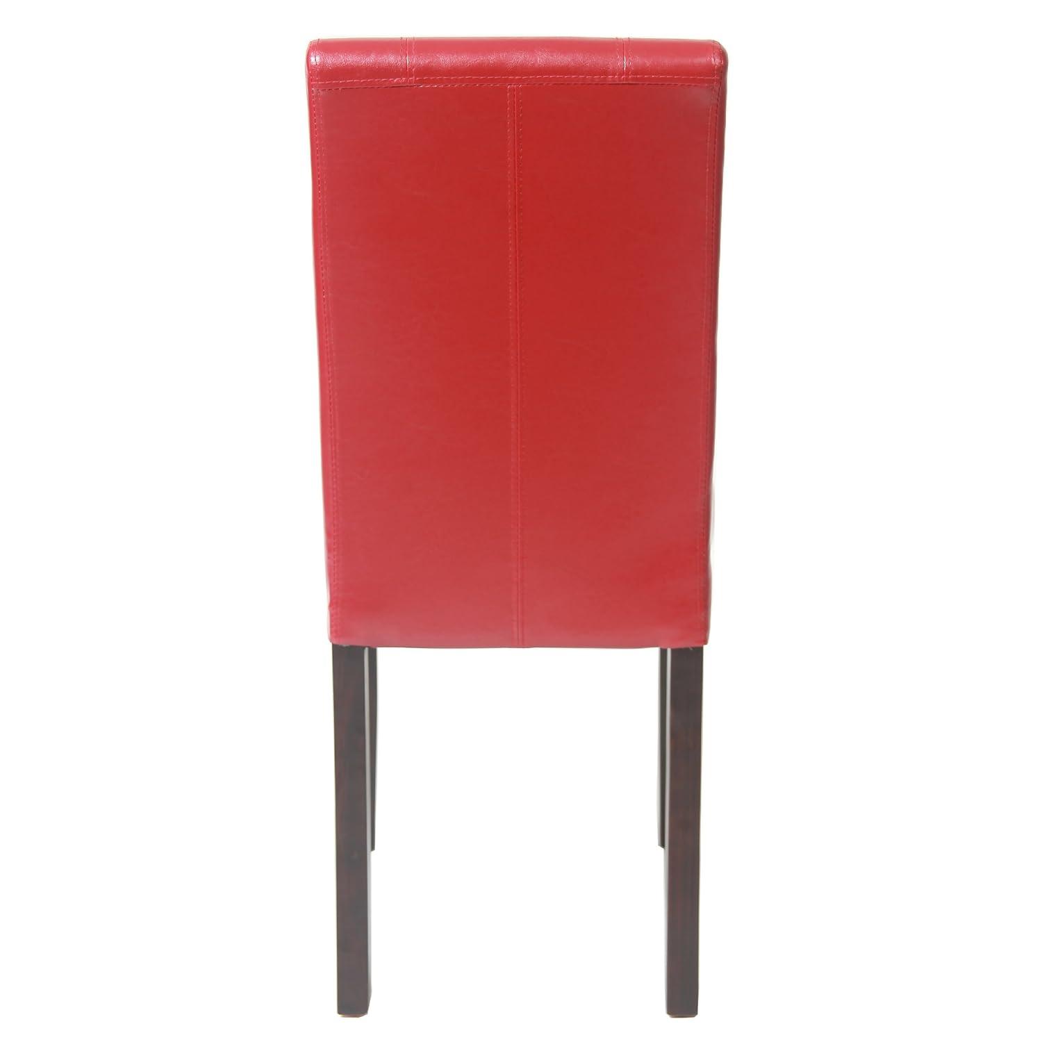 Roundhill Urban Style Solid Wood Faux Leather Parsons Chair, Red, Set of 2