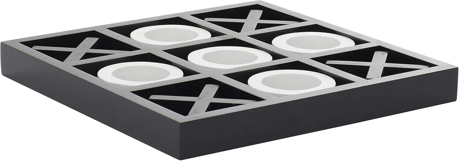 Black and White Geometric Tic Tac Toe Game Set, 14" x 14" x 2"