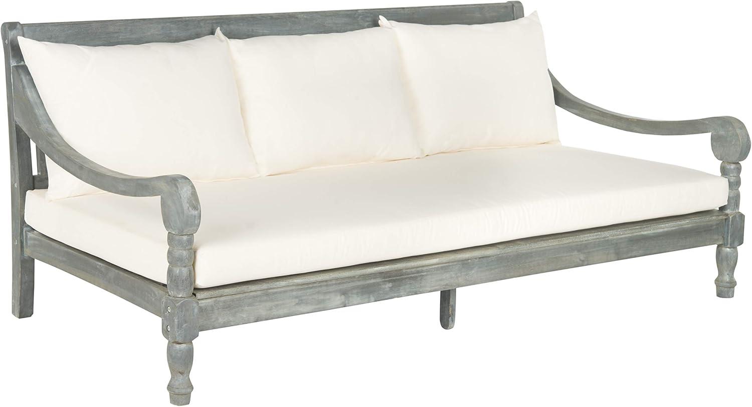 SAFAVIEH  OUTDOOR Pasadena Day Bed Ash Grey / Beige