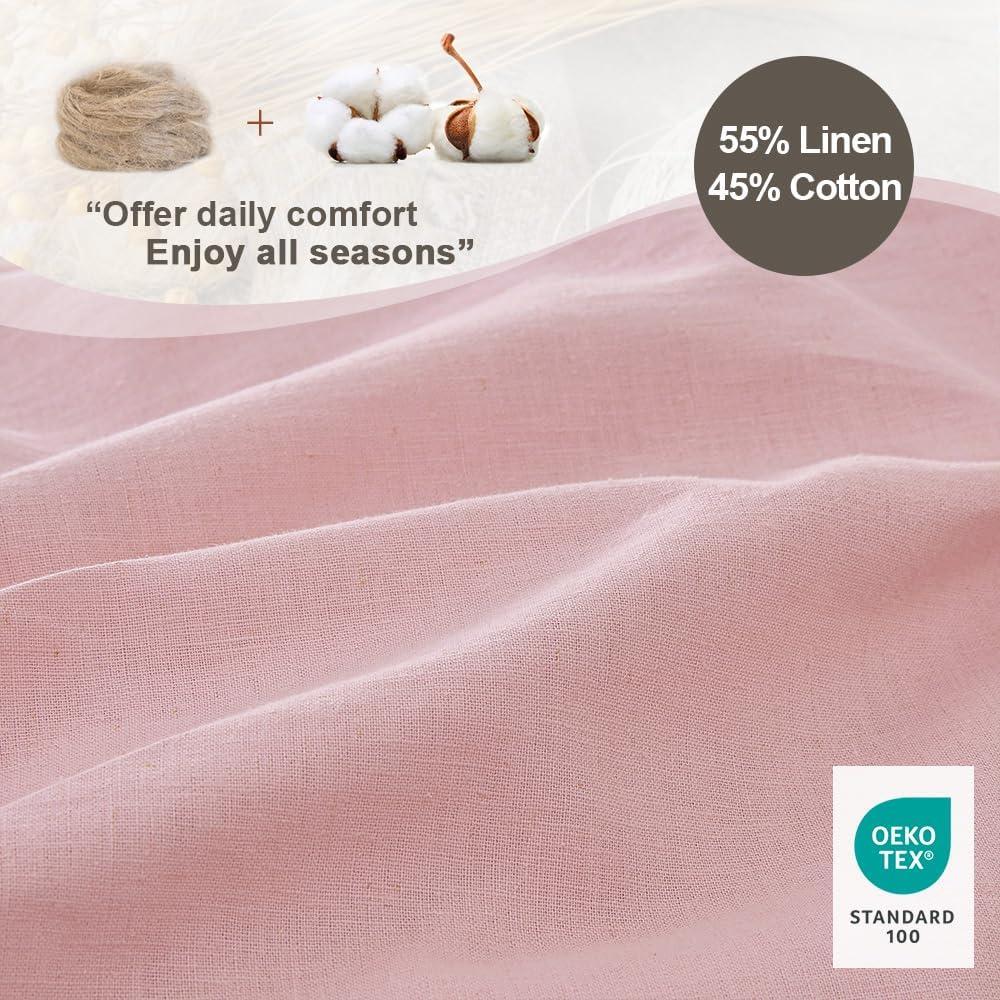 King White Cotton Linen Blend Duvet Cover Set