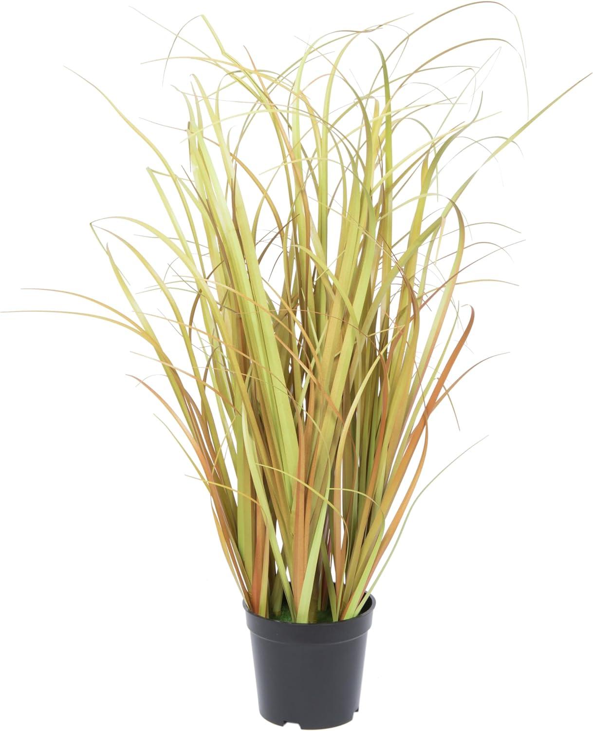 Autumnal Charm 24" Mixed Brown PVC Grass in Black Pot