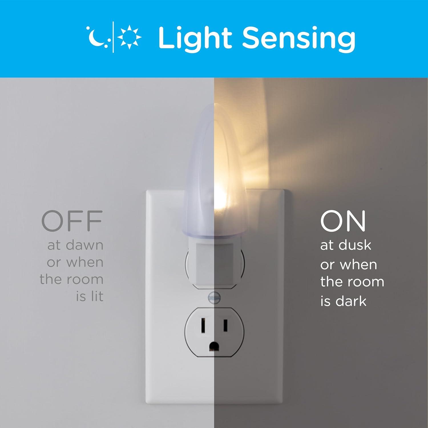 Compact Automatic White LED Night Light with Dusk to Dawn Sensor