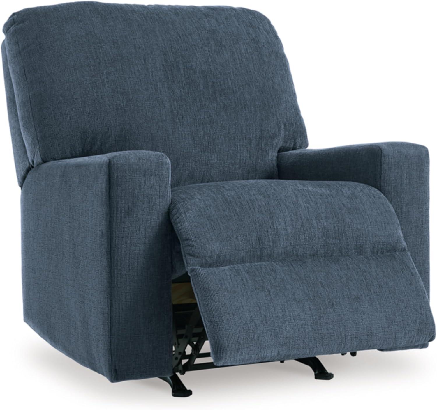 Navy Blue Polyester Contemporary Recliner Chair