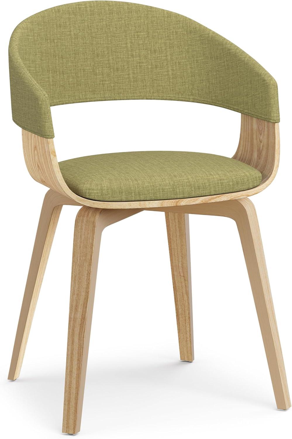 Simpli Home Lowell Bentwood Dining Chair With Light Wood In Acid Green Linen Look Fabric