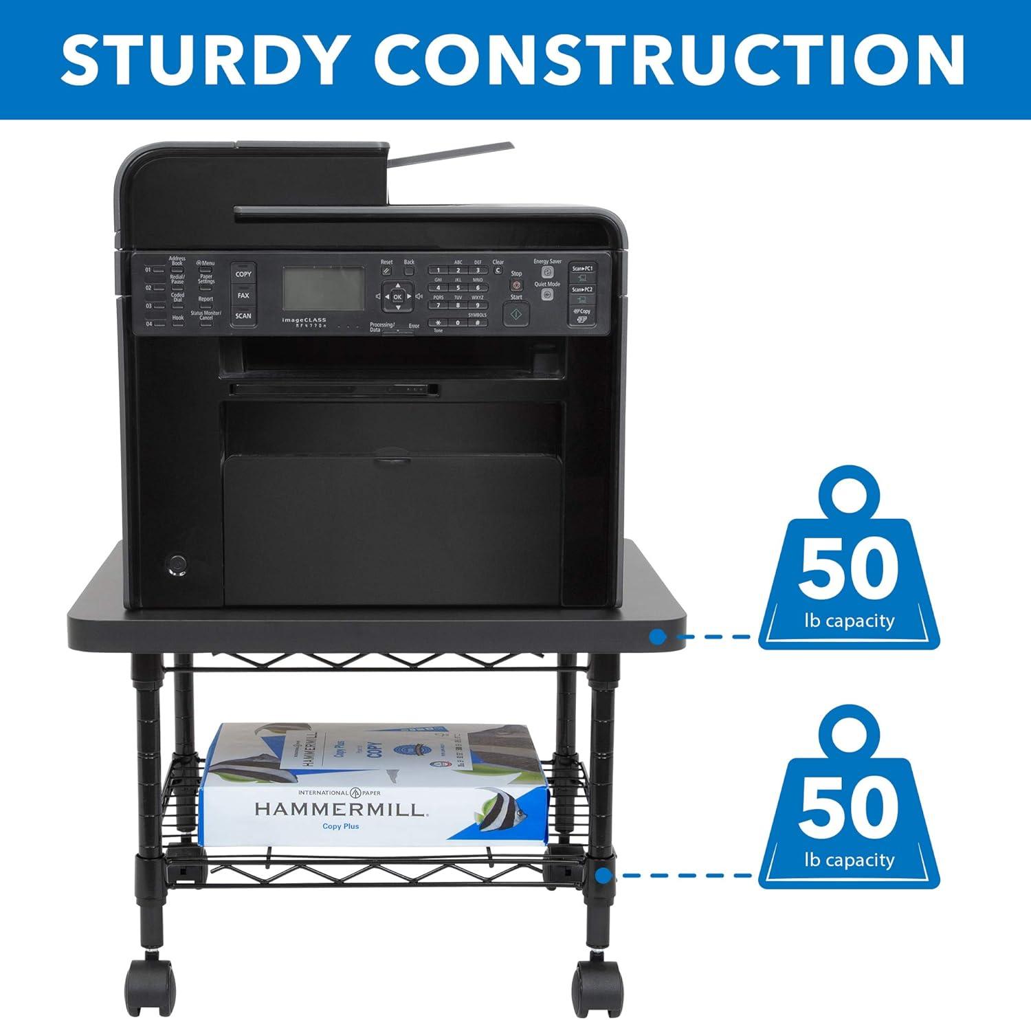 Mount-It! Under Desk Printer Stand with Wheels & Storage Shelf for Office and Home Use, 2 Tiers