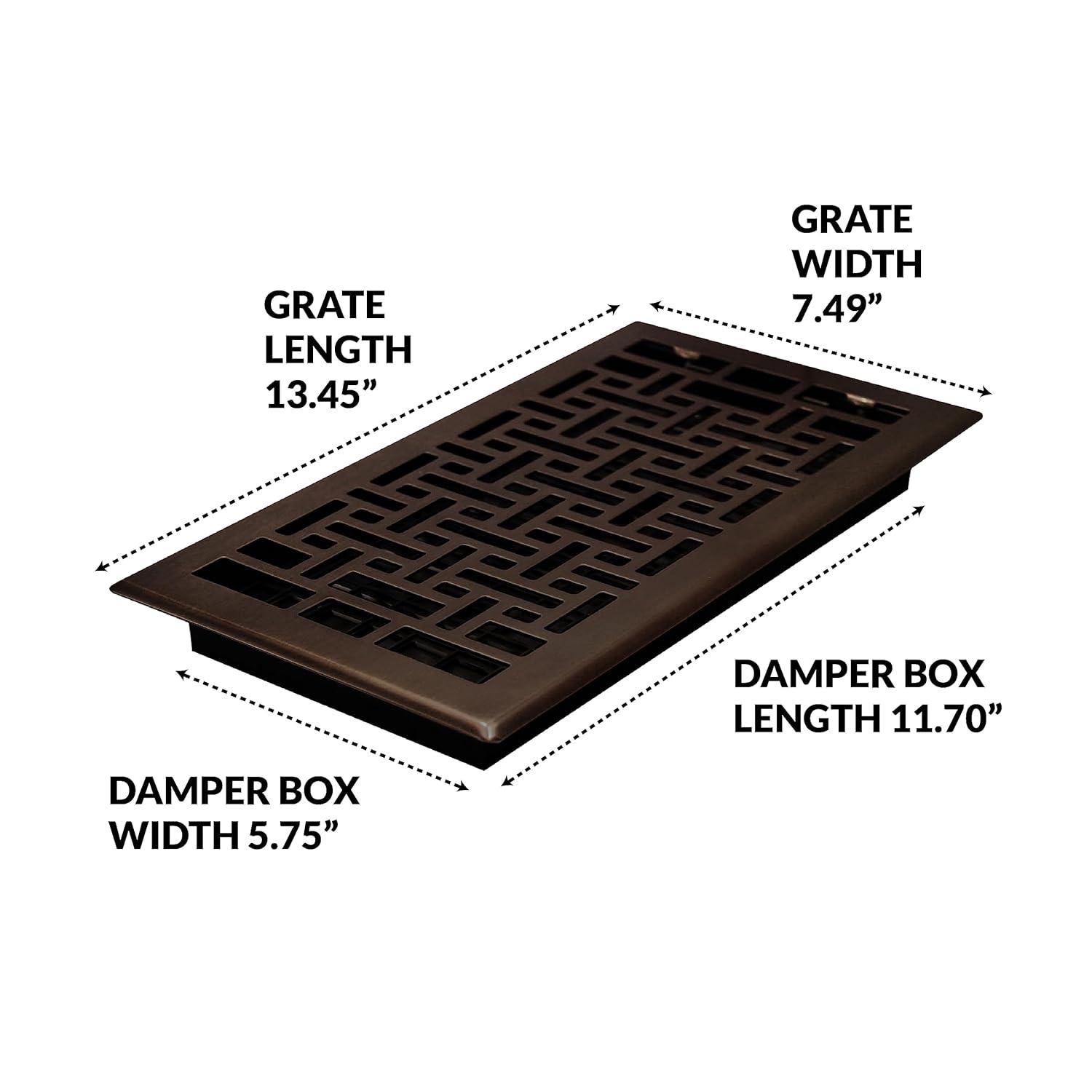 Decor Grates AJH612-RB Oriental Floor Register 6-Inch by 12-Inch Rubbed Bronze