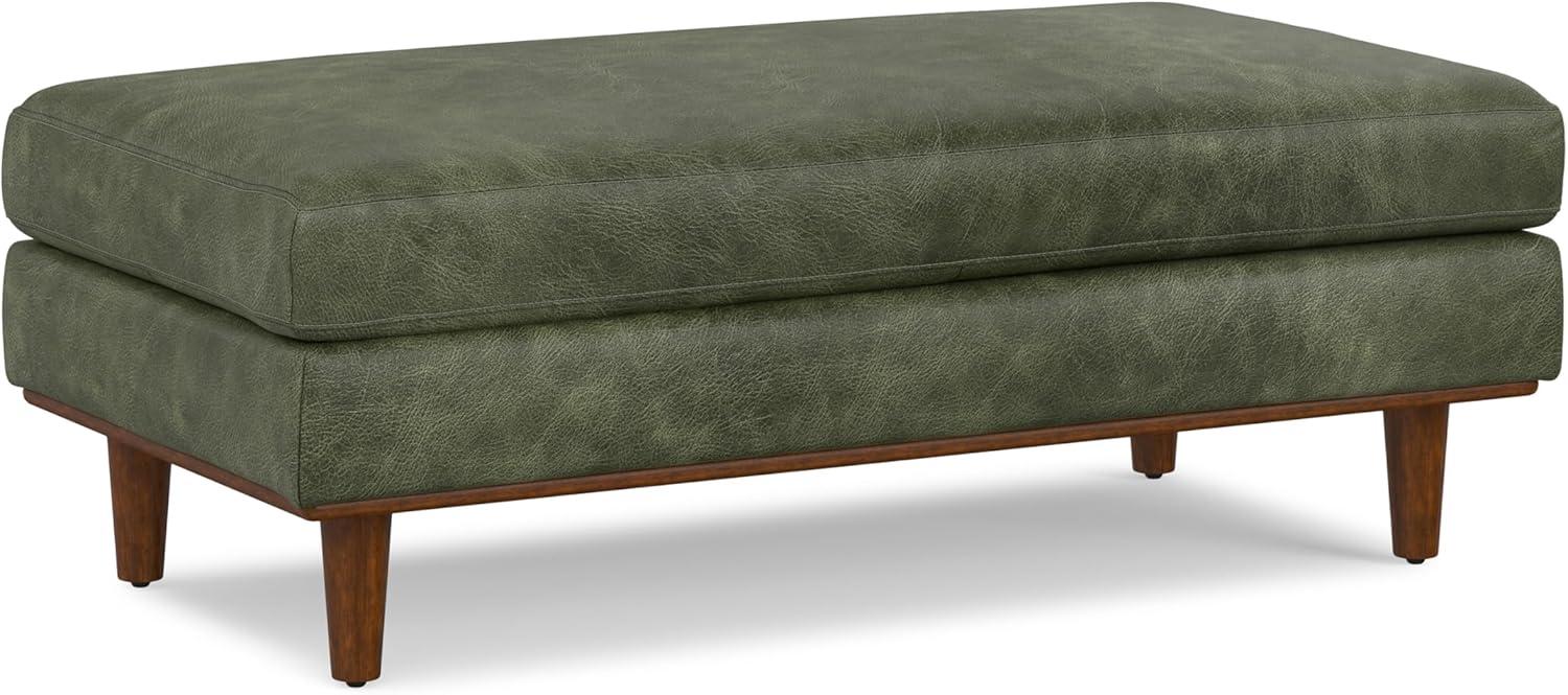 Morrison 49 inch Wide Mid-Century Modern Table Ottoman in Moss Green Genuine Leather
