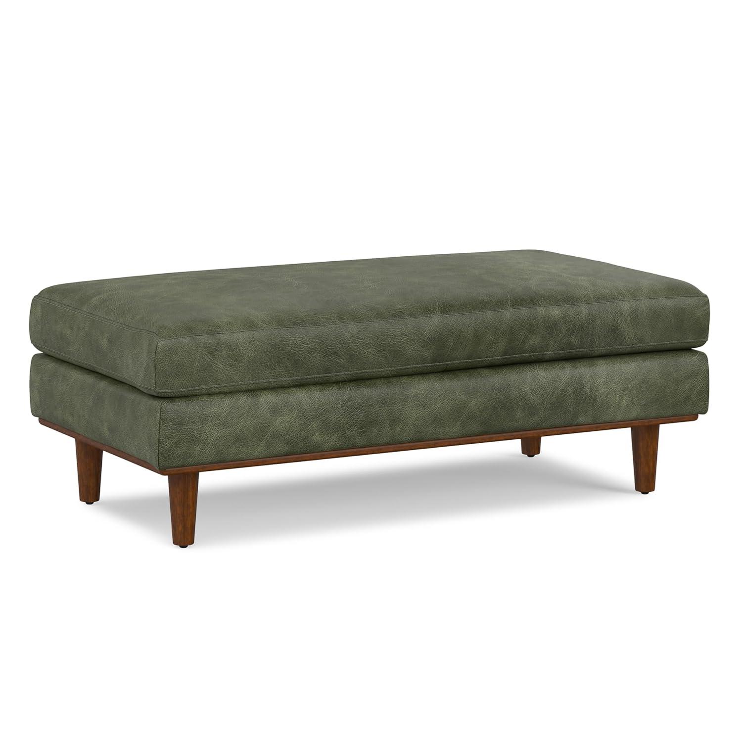 Morrison 49 inch Wide Mid-Century Modern Table Ottoman in Moss Green Genuine Leather