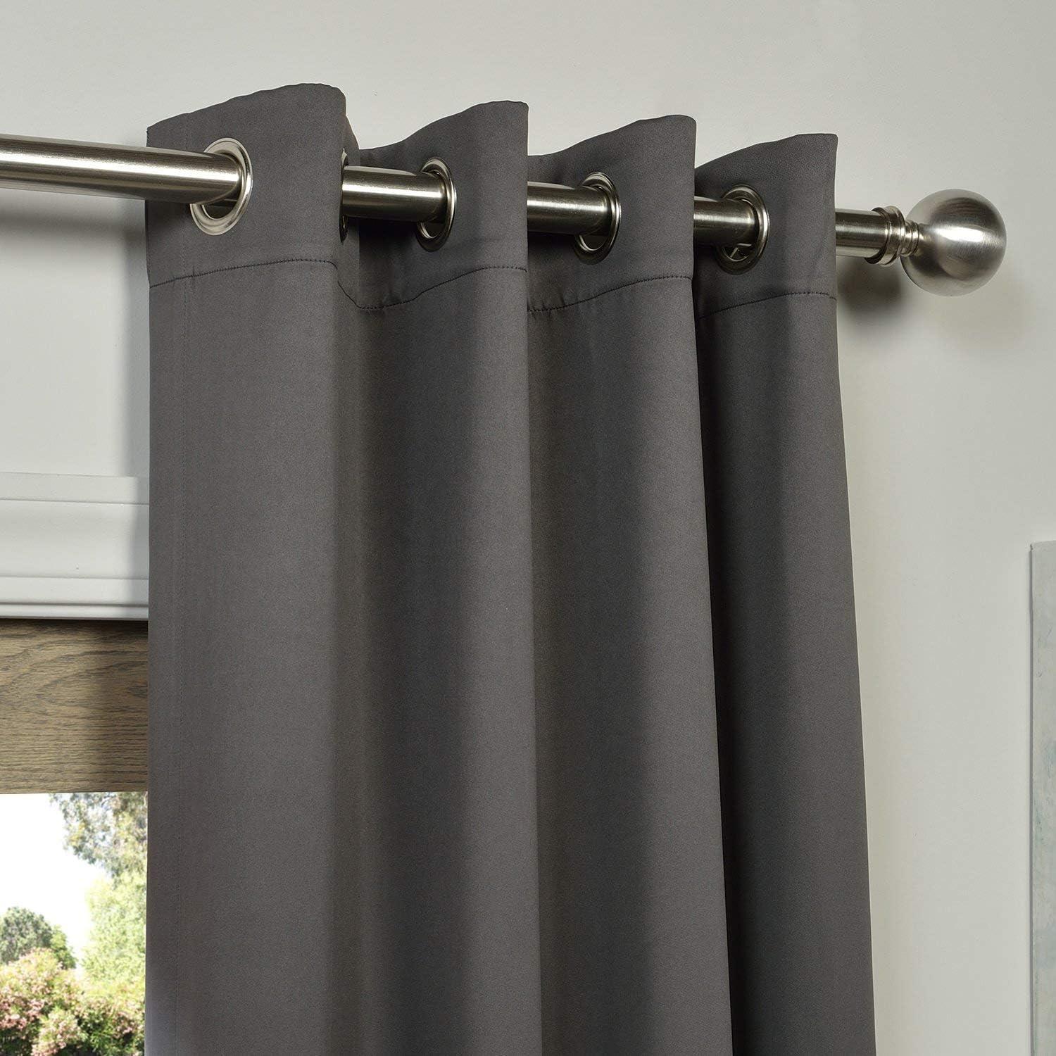 Anthracite Grey Velvet Blackout Grommet Curtain Panel 50 x 84