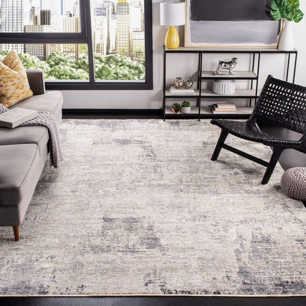 Elegance Reimagined 6'7" Square Gray Viscose Blend Area Rug