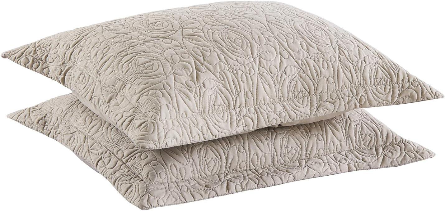 Taupe Embroidered Hypoallergenic Cotton Standard Pillow Shams