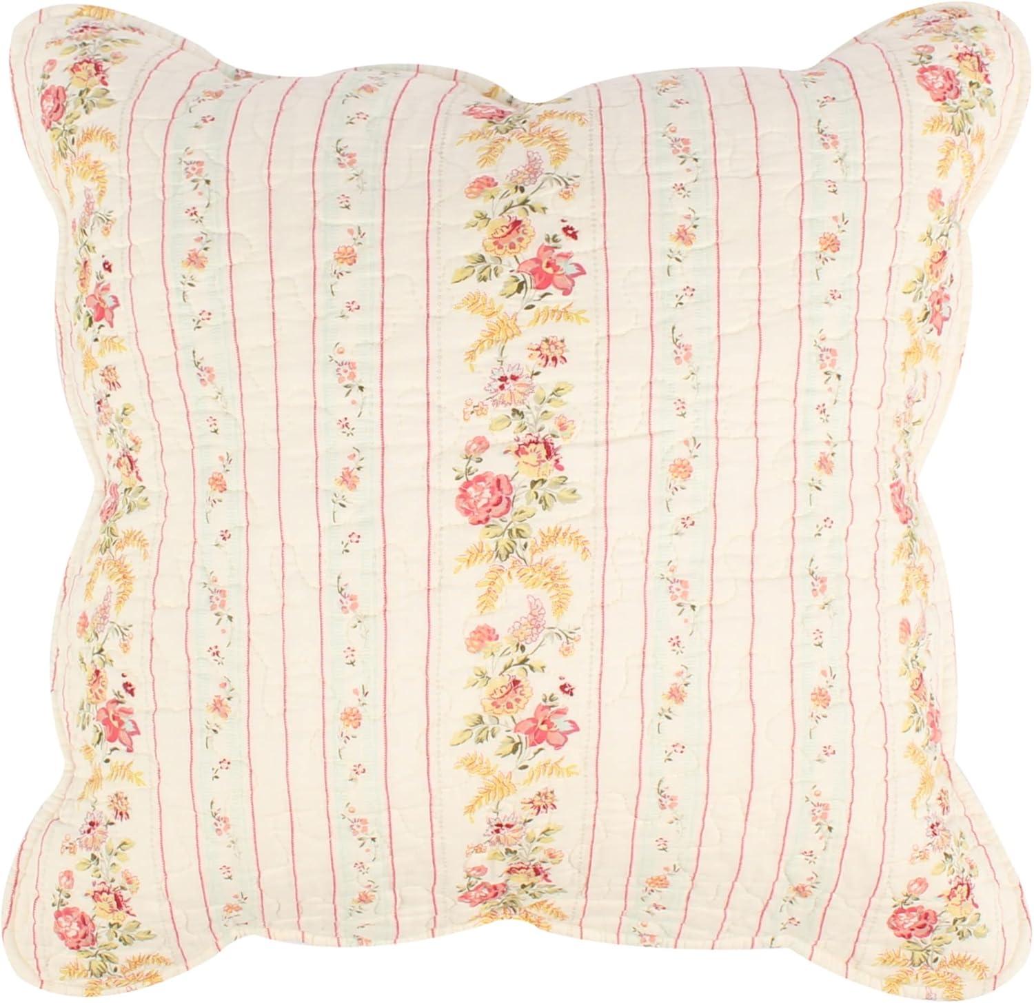 Antique Rose Blue Floral Cotton Throw Pillow Set