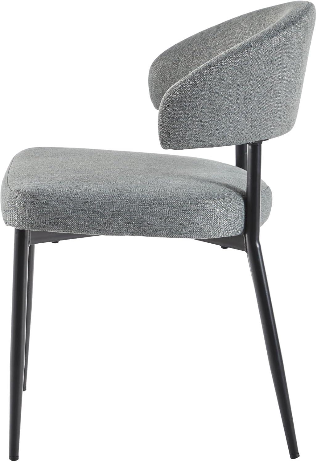 Walker Edison Modern Curved Back Upholstered Dining Chair, Set of 2, Charcoal