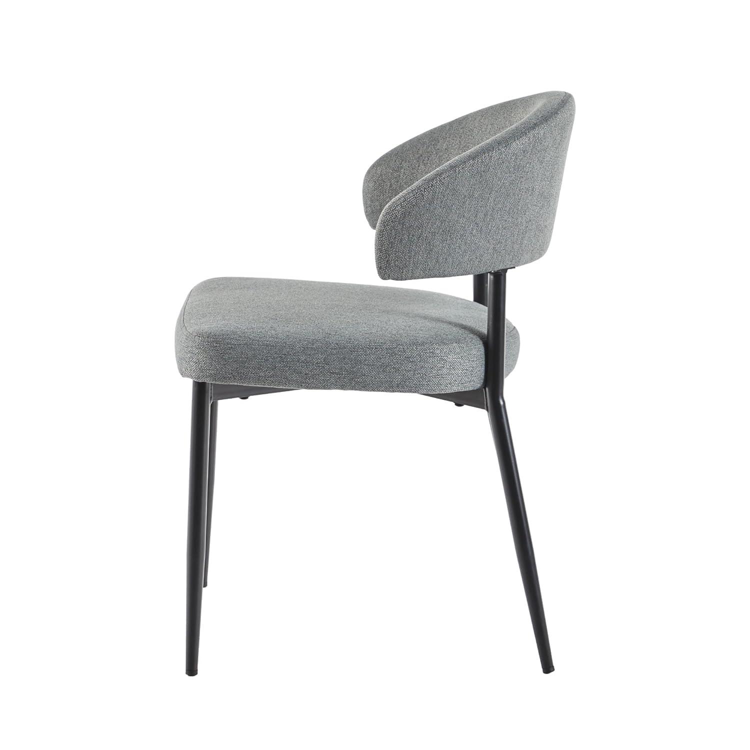 Walker Edison Modern Curved Back Upholstered Dining Chair, Set of 2, Charcoal