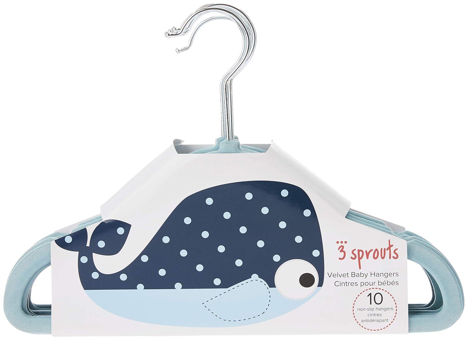 Blue Velvet Baby Hangers with Whale Design, 10 Pack