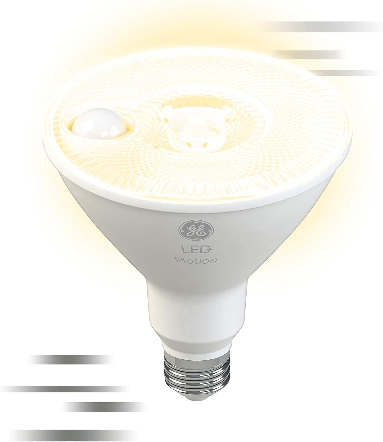 (2 pack) GE LED+ Motion LED Light Bulbs, 15 Watt, Security Light, PAR38, Medium Base