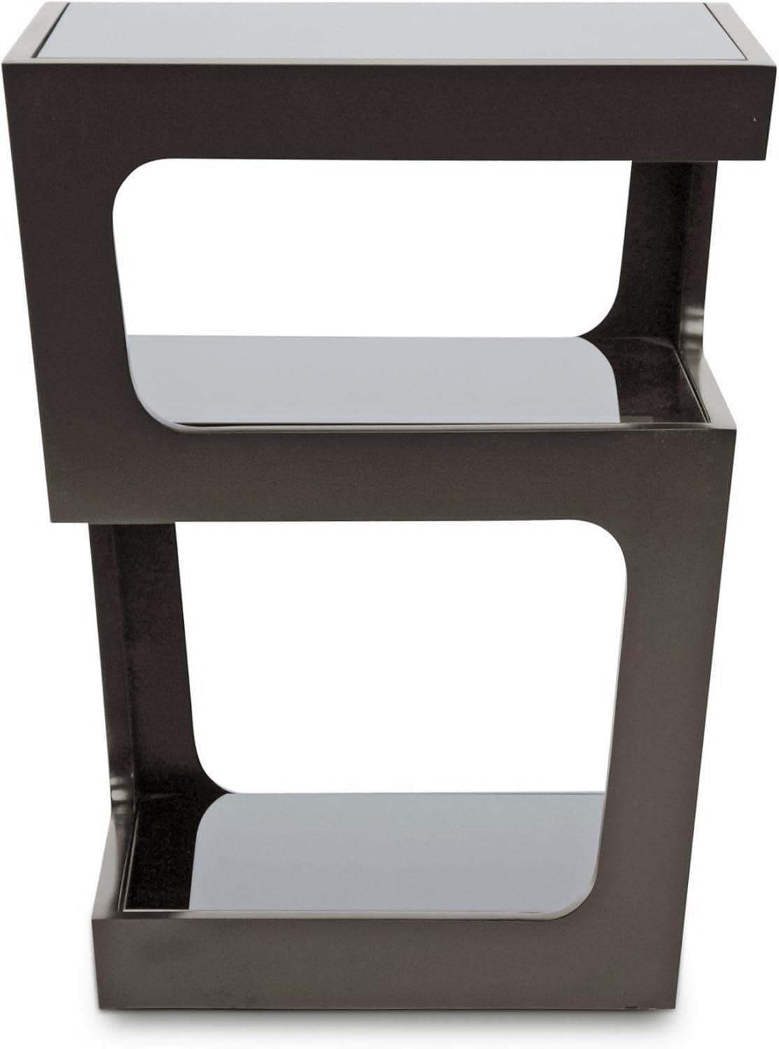 Clara Modern End Table with 3 Tieglass Shelves Black - Baxton Studio