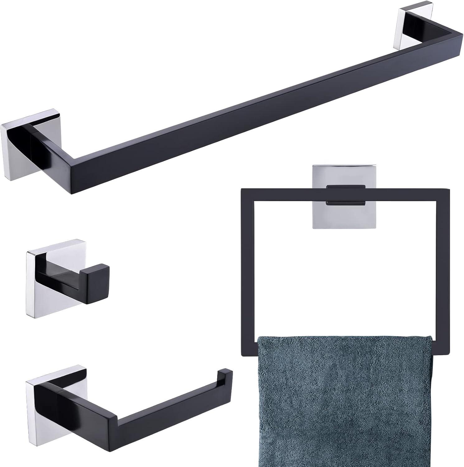 Chrome Stainless Steel 4-Piece Bathroom Hardware Set