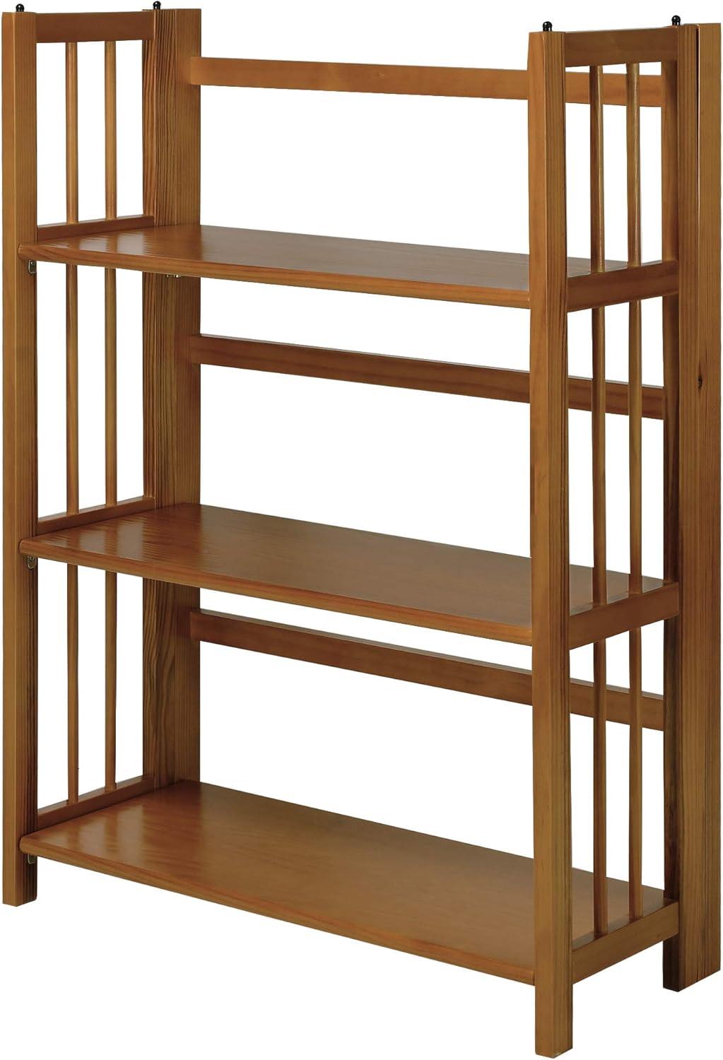 3 Shelf Folding Stackable Bookcase, 27.5" Wide, Espresso