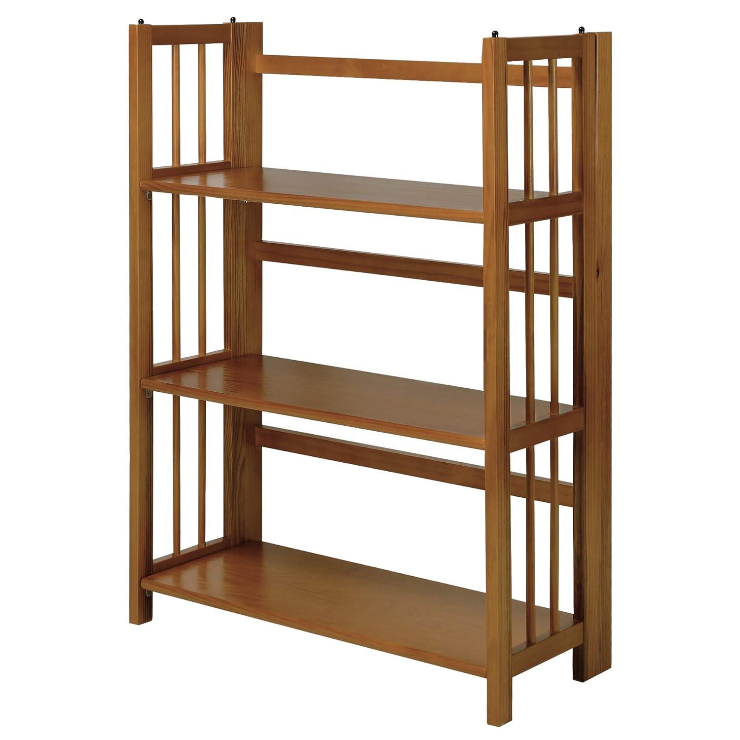 3 Shelf Folding Stackable Bookcase, 27.5" Wide, Espresso