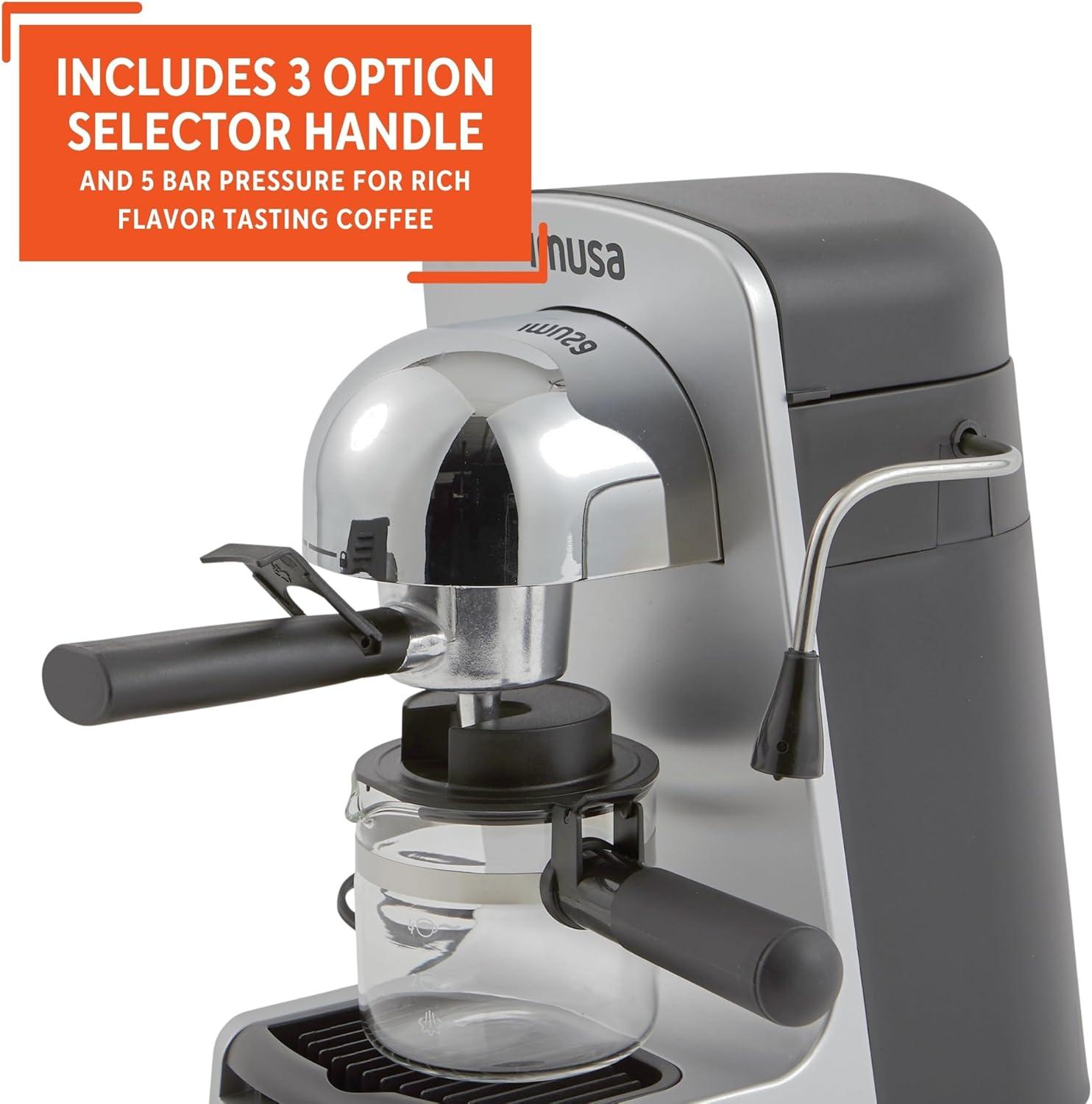 IMUSA GAU-18215 4 Cup Bistro Electric Espresso/Cappuccino Maker with Carafe, Silver
