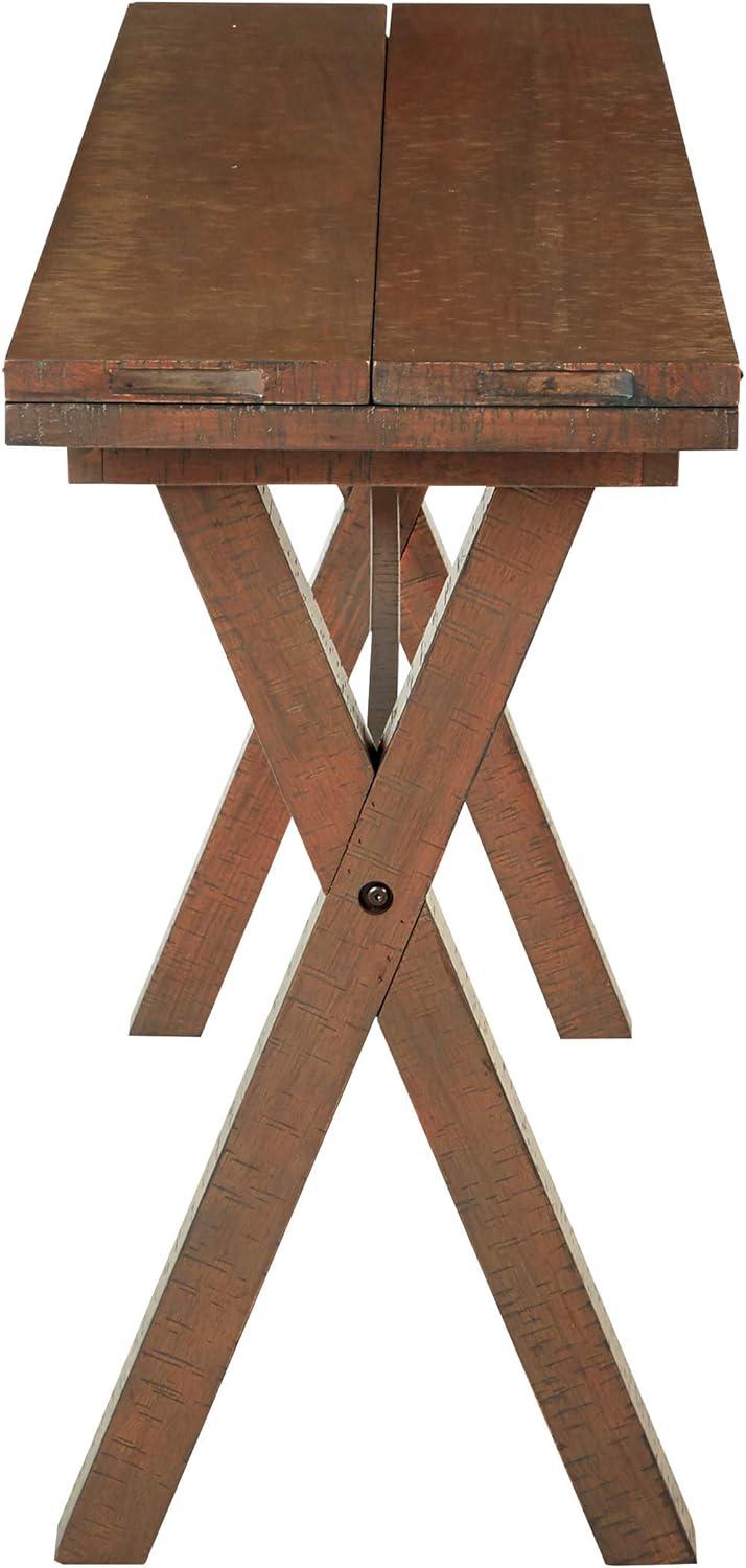 OSP Home Furnishings McKayla Flip Top Table in Distressed Brown Finish