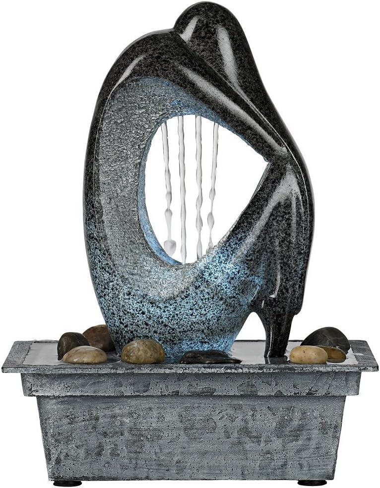 Modern Silhouette 10" High Small Zen Indoor Outdoor Decor Faux Stone Tabletop Fountain with Light LED Waterfall Outside Garden Patio