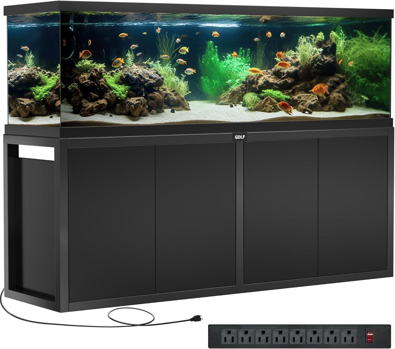 GDLF 125-150 Gallon Fish Tank Stand, Heavy Duty Metal Aquarium Stand with Power Outlet (Stand Only)