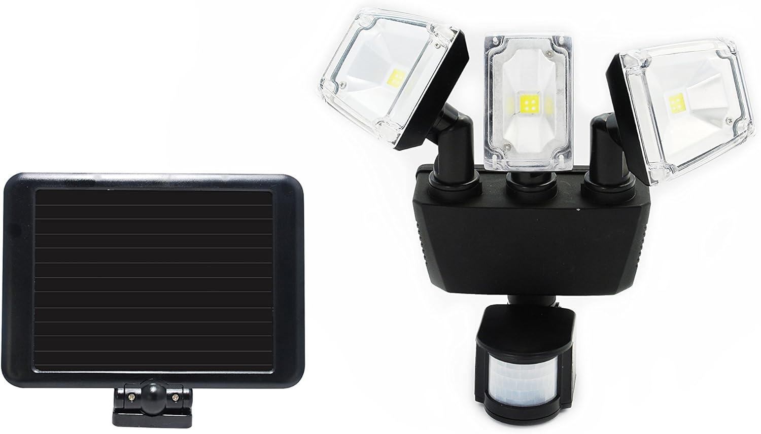 3 - Head LED Solar Powered Dusk to Dawn Outdoor Security Flood Light with Motion Sensor