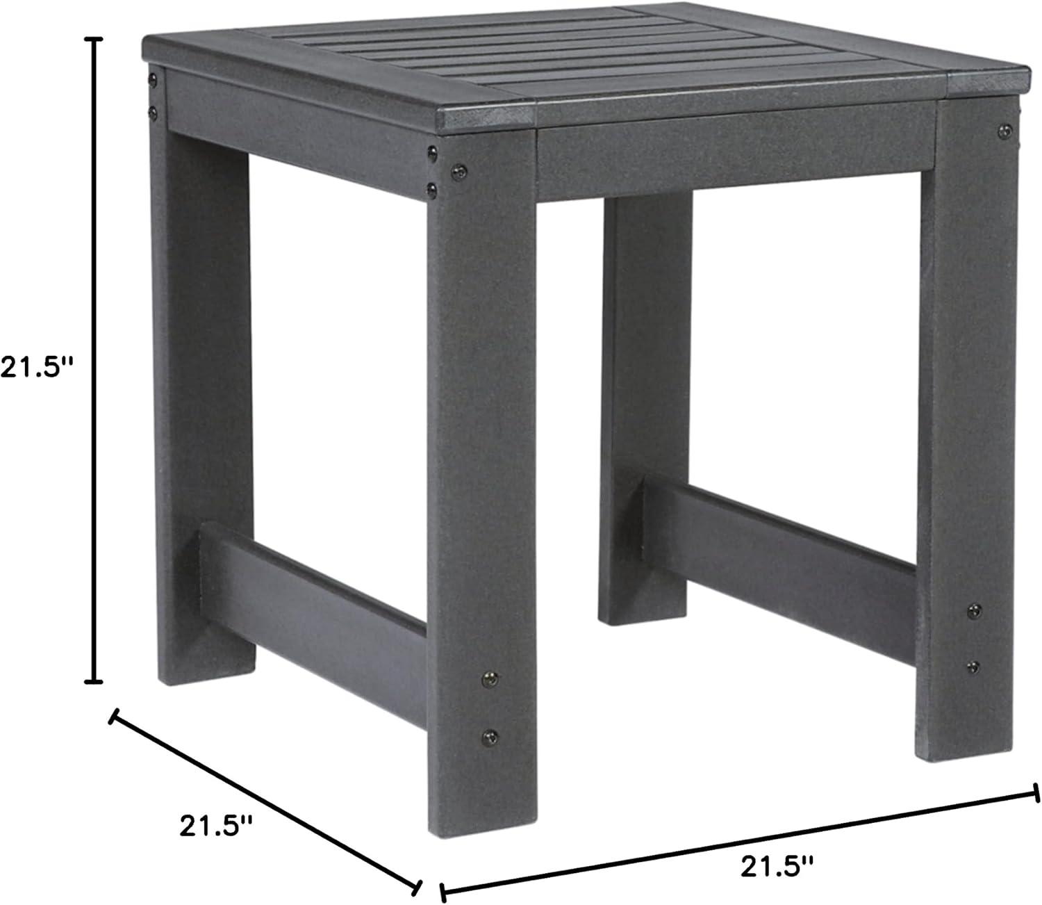 Charcoal Gray Square Outdoor End Table in HDPE