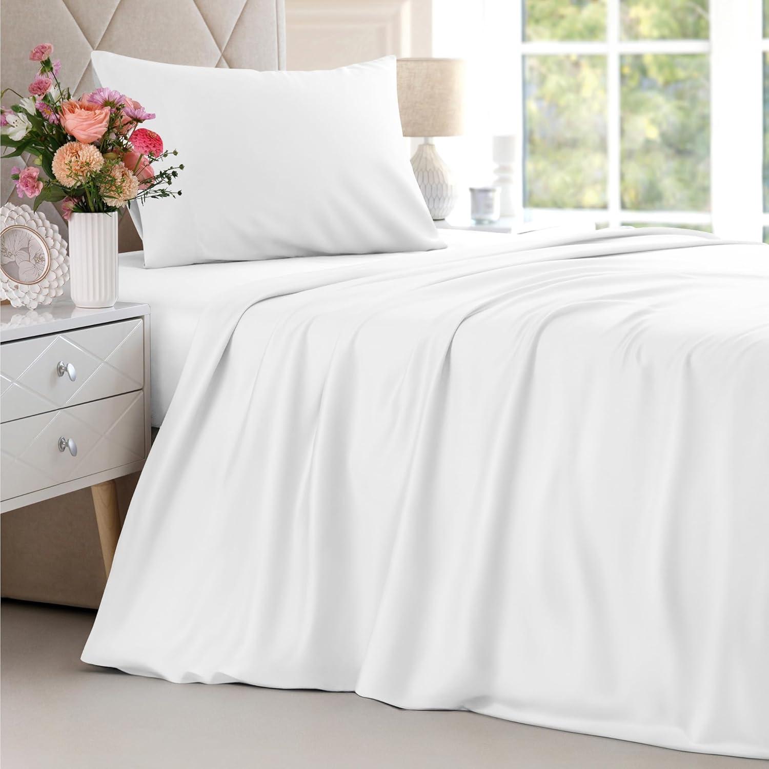 CGK Linens Premium Rayon From Bamboo 4 Piece Deep Pocket Ultra Soft & Cooling Sheet Set