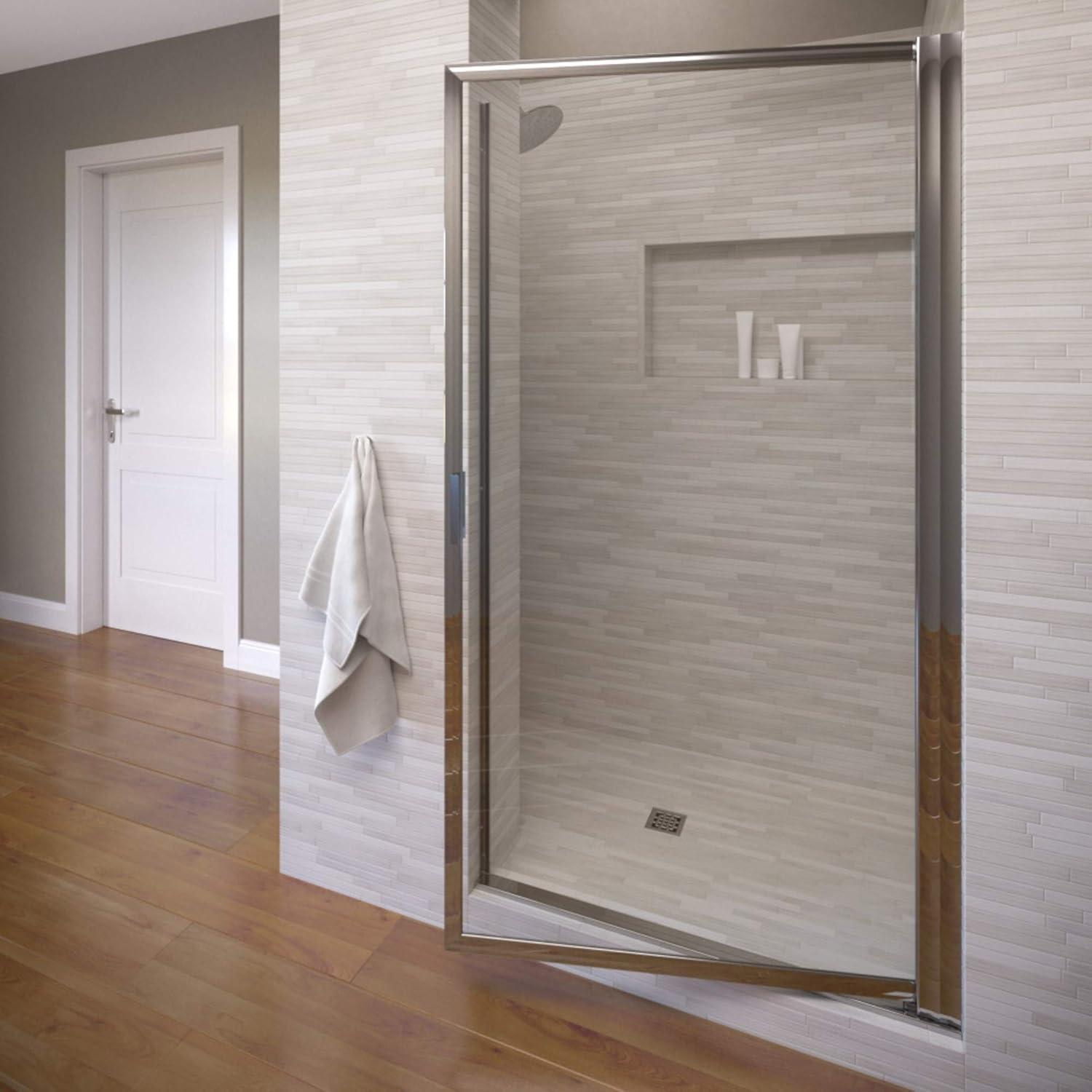 Chrome Framed Pivot Shower Door with Clear Glass