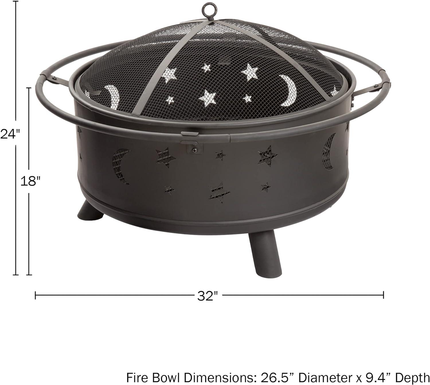 Black 30-Inch Starry Sky Wood Burning Fire Pit Table