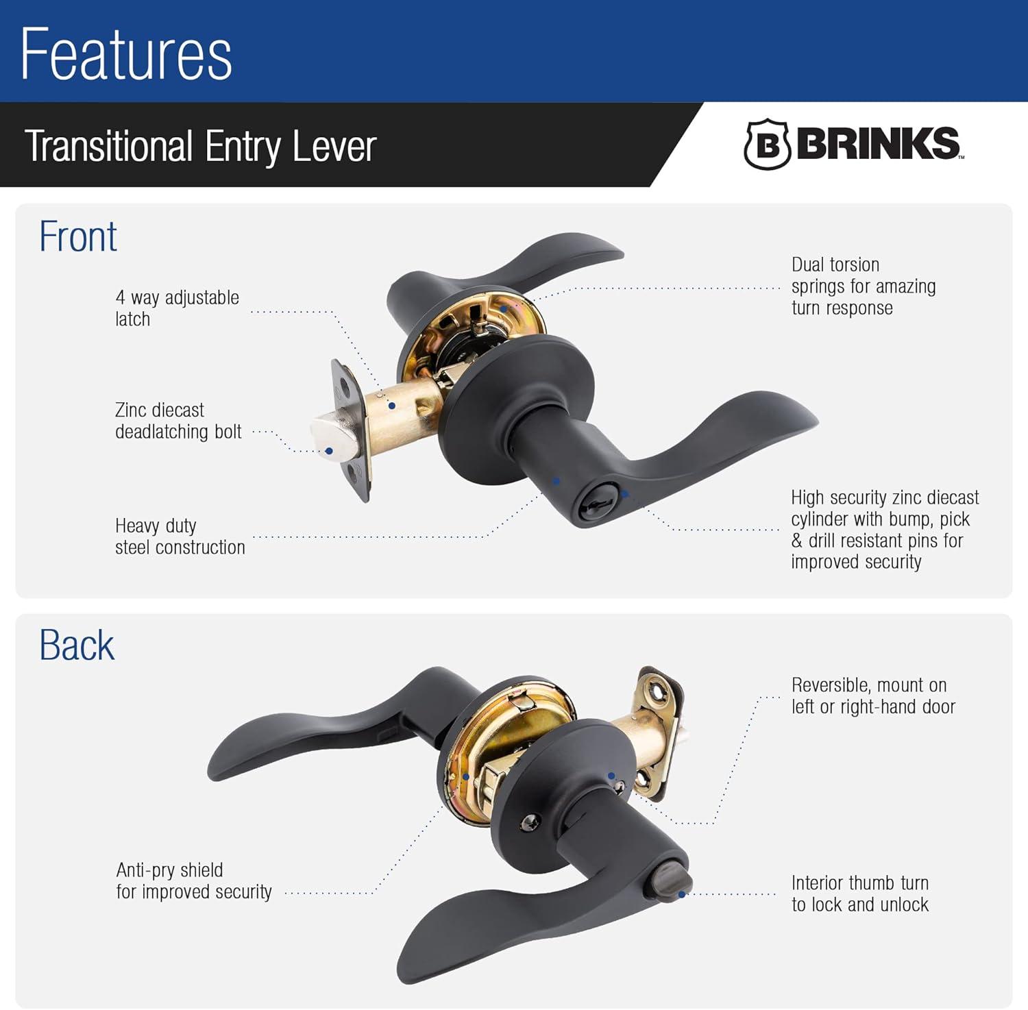 Brinks Raleigh Transitional Keyed Entry Wave Lever