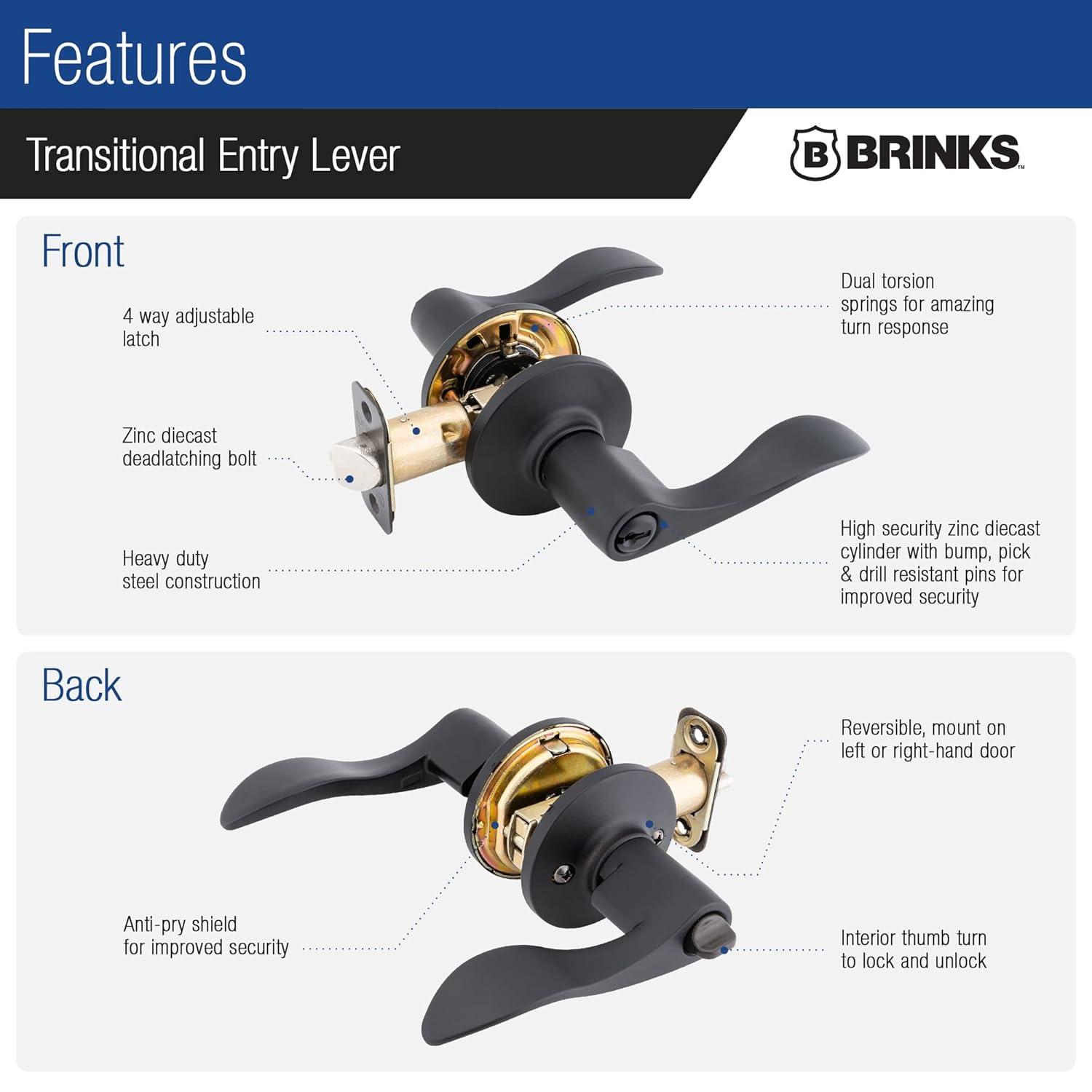 Brinks Raleigh Transitional Keyed Entry Wave Lever