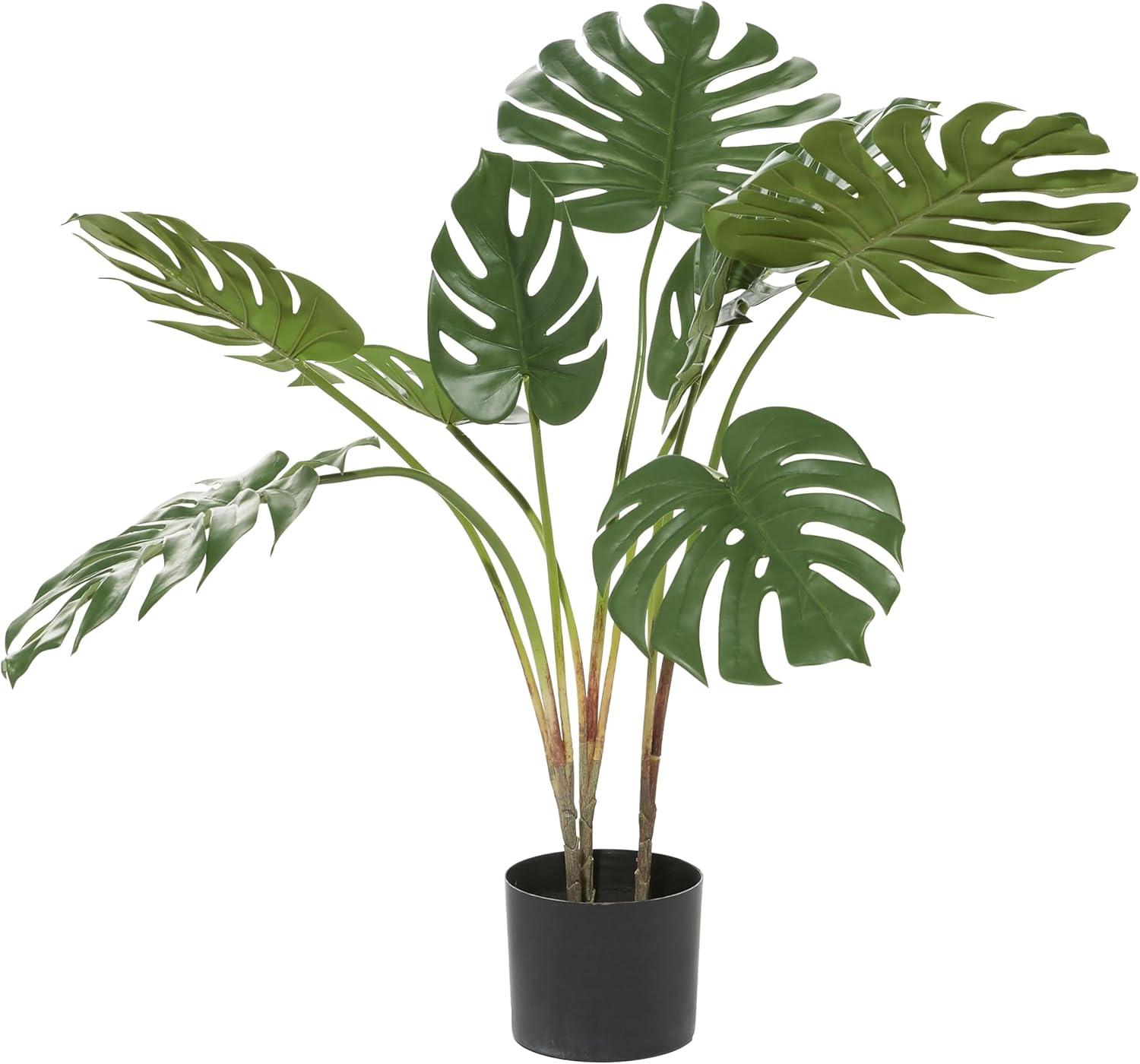 DecMode 73" Artificial Ficus Tree in Realistic Leaves and Black Plastic Pot