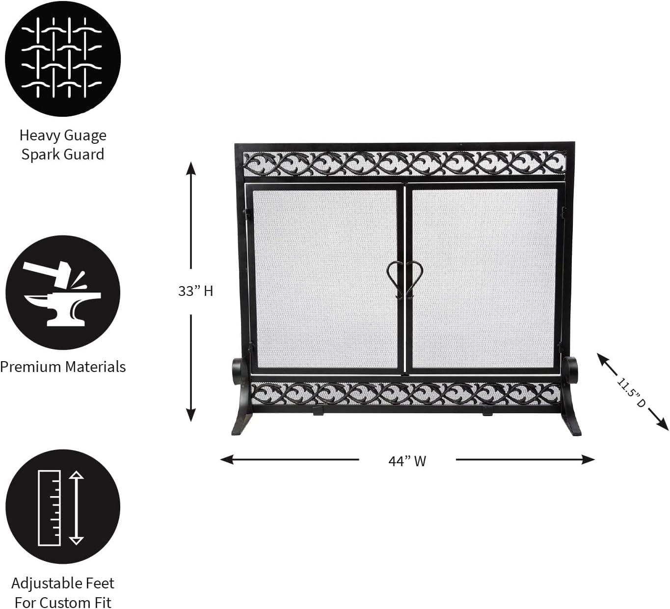 Plow Chimenea de Volutas de Hierro Fundido Gran & Hearth con Puertas, en Negro