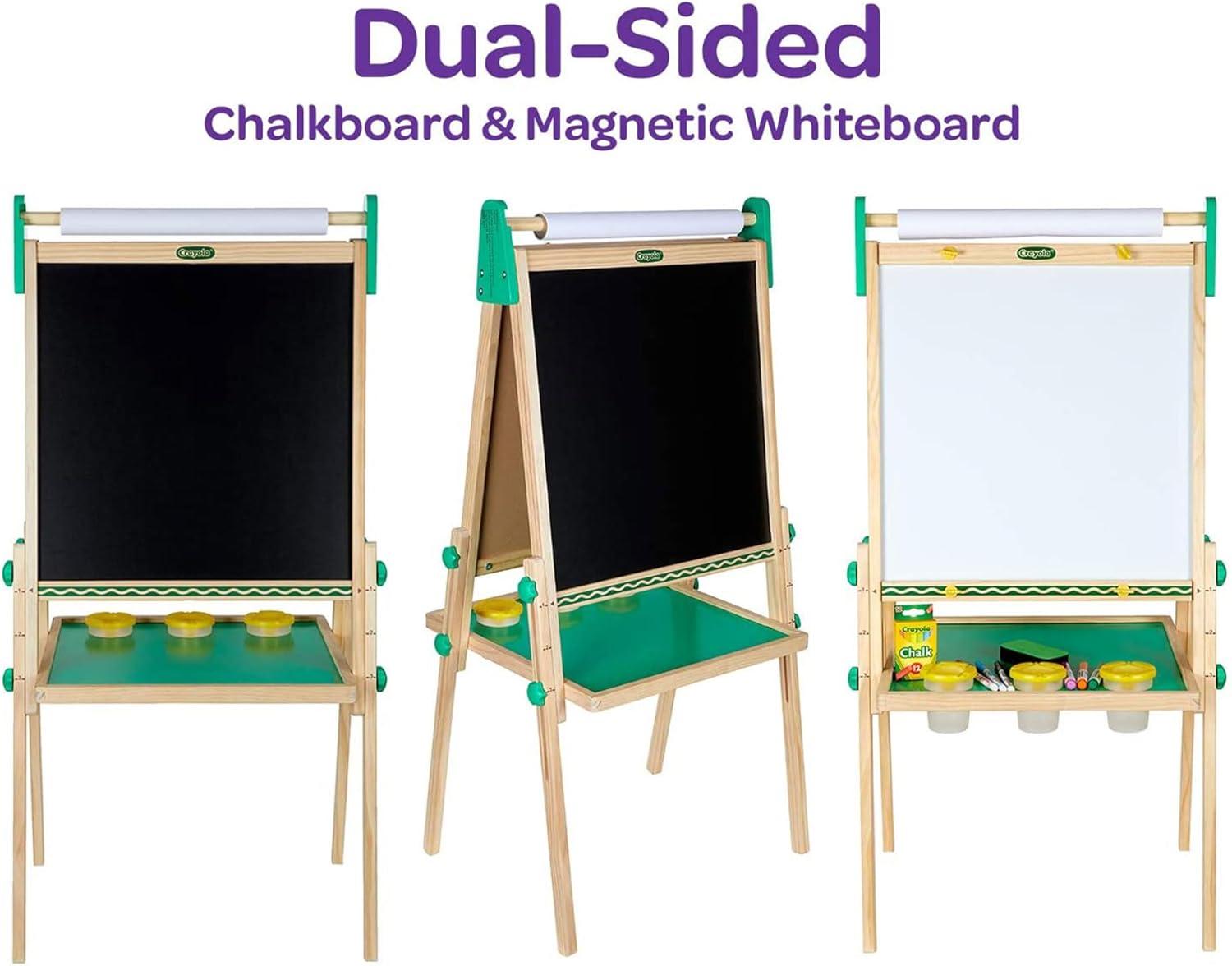Crayola Kids Dual Sided Wooden Art Easel with Chalk and Dry Erase Markers